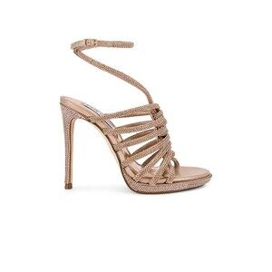 Steve Madden Givinn Women's Rhinestone Strappy Heeled Sandal Rose Gold MSRP $120